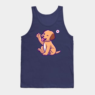 Cute Dog Waving Hand Cartoon Tank Top